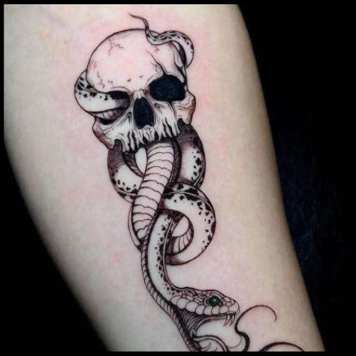 Vintage Style Tattoo of Voldemort's Followers