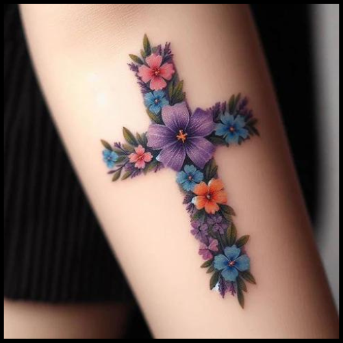 Violet Cross Tattoo