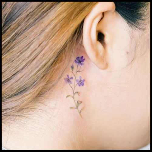 Violet Tattoo Behind the Ear