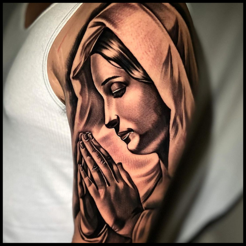 Virgin Mary Praying Tattoo
