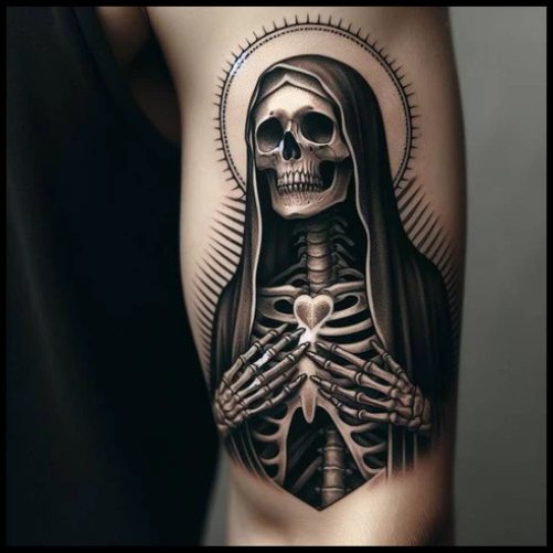 Virgin Mary Skeleton Tattoo