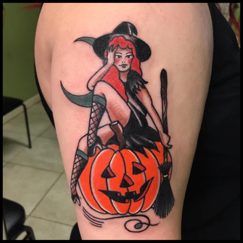 Voluptuous Halloween Pin-Up Tattoo