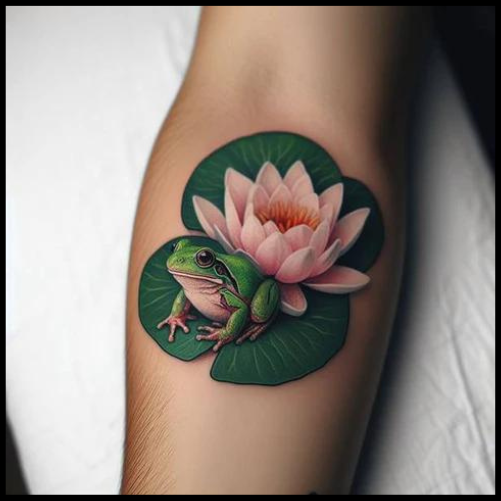 Water Lily and Frog Tattoo