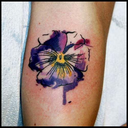 Watercolor Violet Tattoo