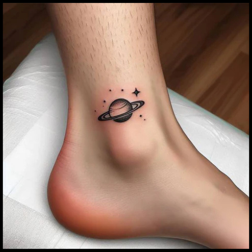 Wear Your Heart On Your Ankle With Saturn Ankle Tattoo
