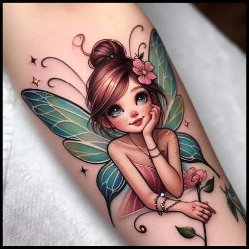 Whimsical Gothic Fairy Tattoo