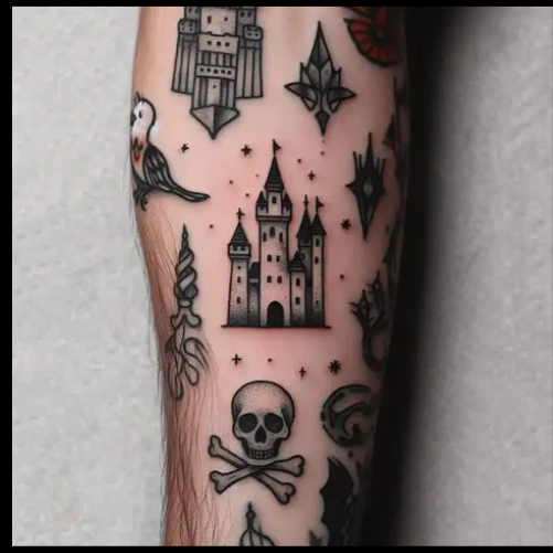 Evoking-The-Fear-Of-Darkness-With-The-Castle-Patchwork-Tattoo