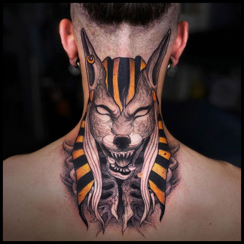 Anubis Neck Tattoo