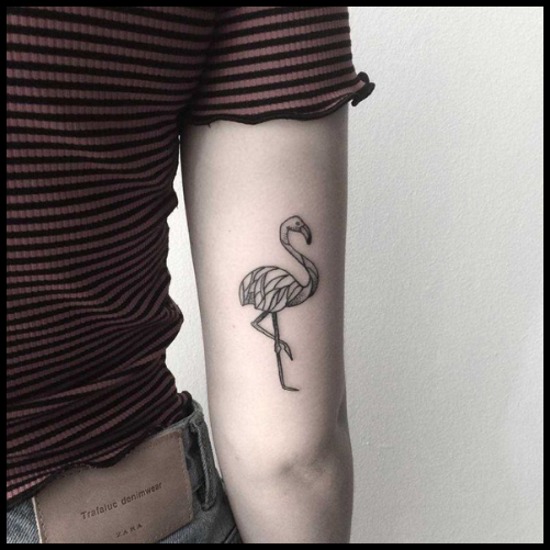 Black and White Flamingo Tattoo