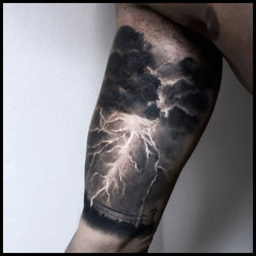 Cloud and Lightning Tattoo