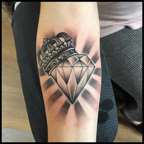 Diamond with Crown Tattoo
