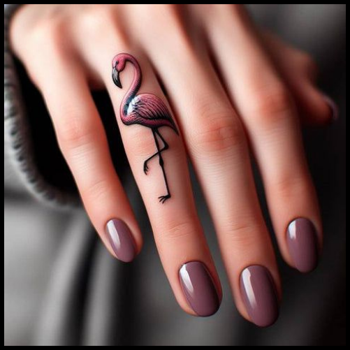 Flamingo Finger Tattoo