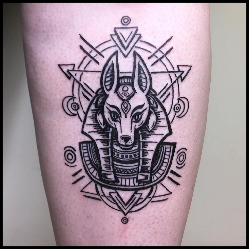 Geometric Anubis Tattoo