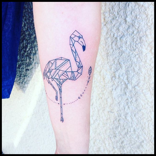 Geometric Flamingo Tattoo