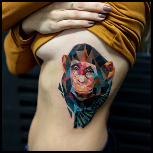 Geometric Monkey Tattoo