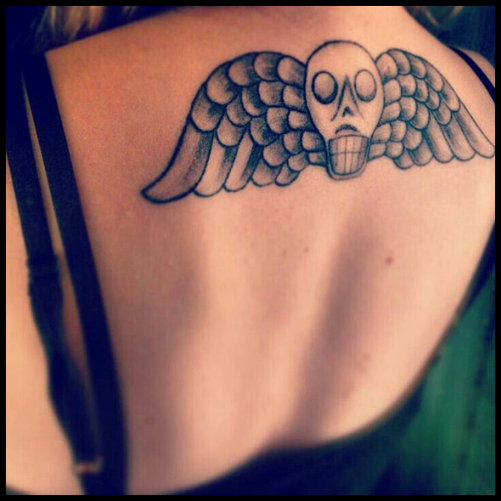 Memento Mori Angel Wing Tattoo