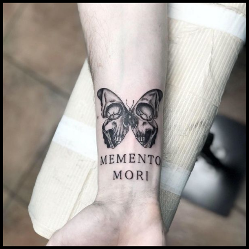 Memento Mori and Moth Tattoo