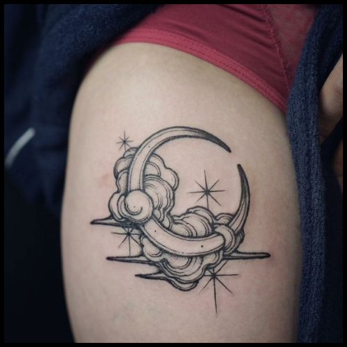 Moon and Cloud Tattoo
