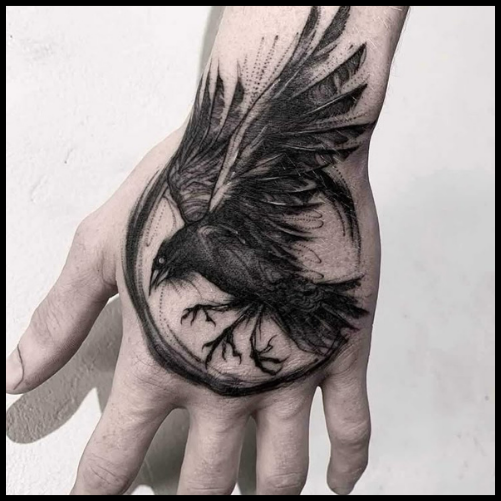 Raven Hand Tattoo