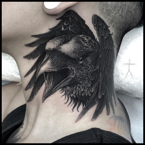 Raven Neck Tattoo