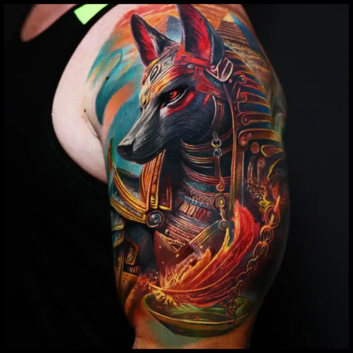 Realistic Anubis Tattoo