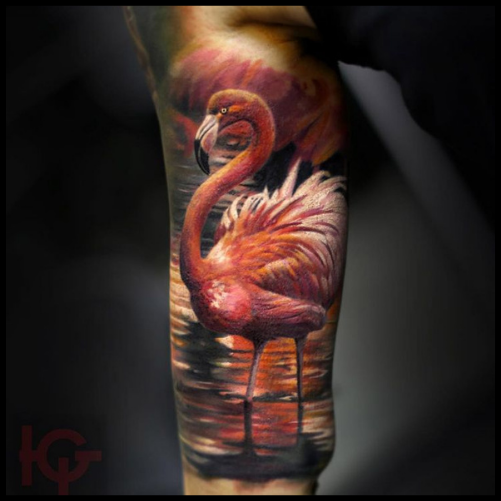 Realistic Flamingo Tattoo