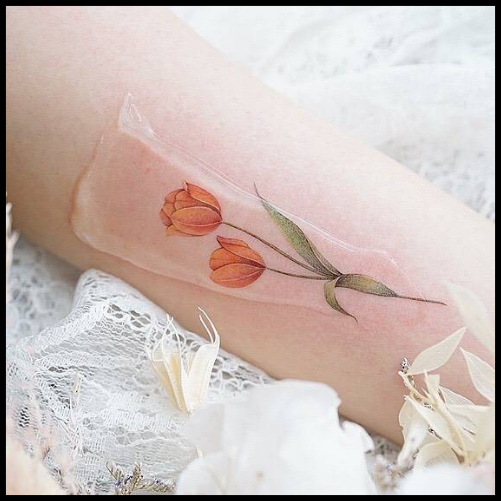 Realistic Tulip Tattoo