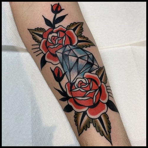 Rose and Diamond Tattoo