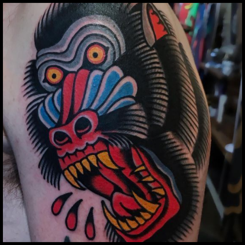 Traditional Monkey Tattoo