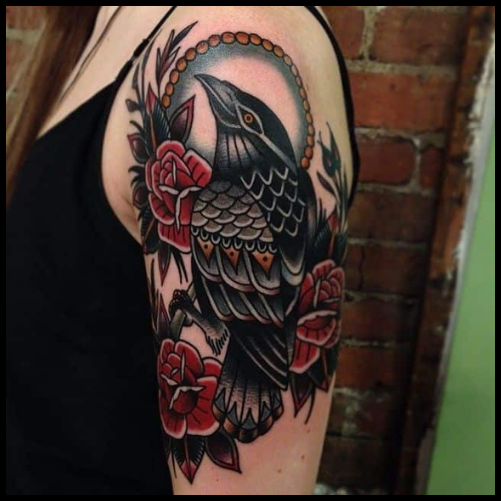 Traditional Raven Tattoo