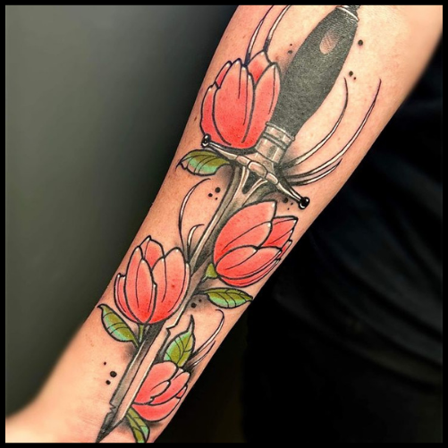 Tulip And Dagger Tattoo