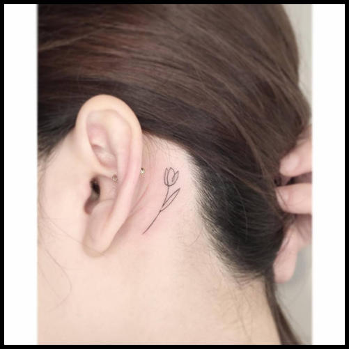 Tulip Tattoo Behind The Ear