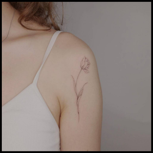 Tulip Tattoo on Shoulder Blade