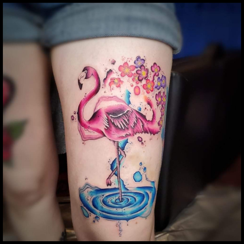 Watercolor Flamingo Tattoo