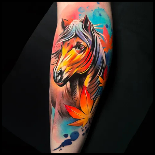 Watercolor Horse Tattoo