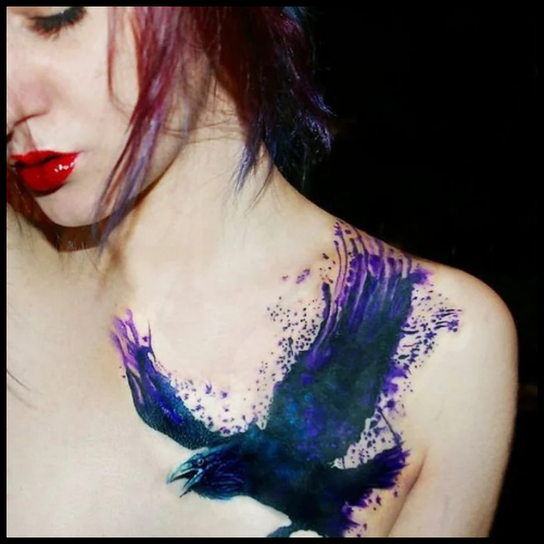 Watercolor Raven Tattoo Ideas